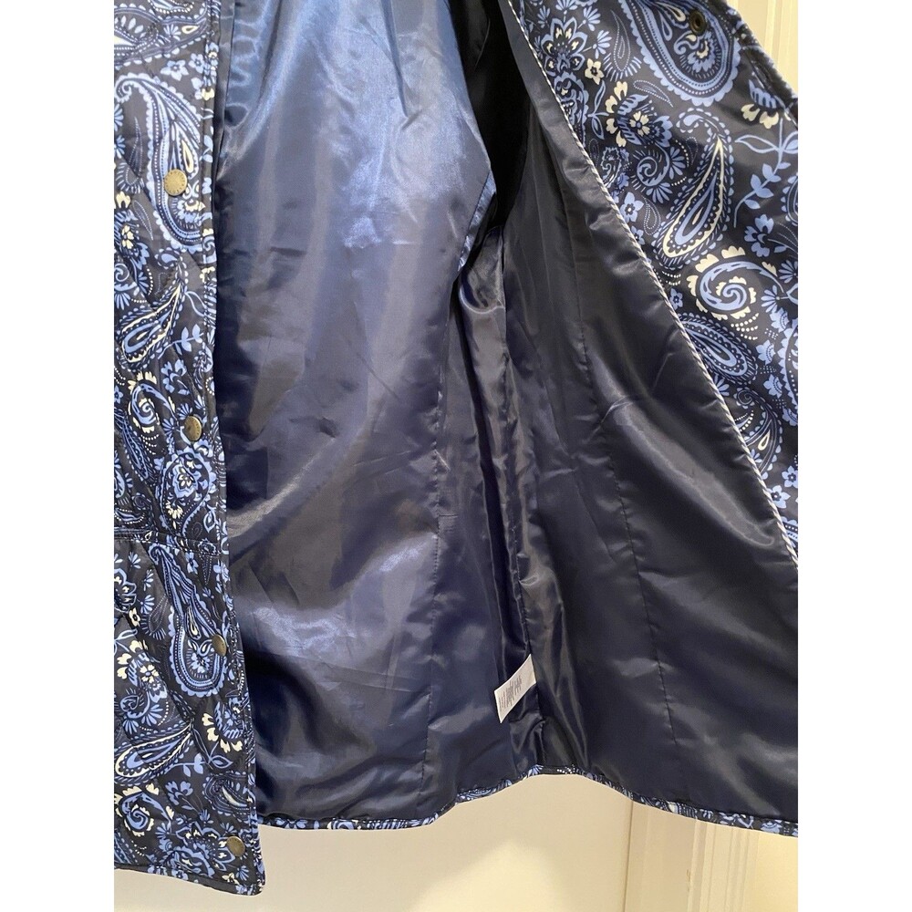 Talbots Quilted Paisley Jacket Women’s XL  Blue Navy Lightweight Floral Art Prep - Picture 9 of 10